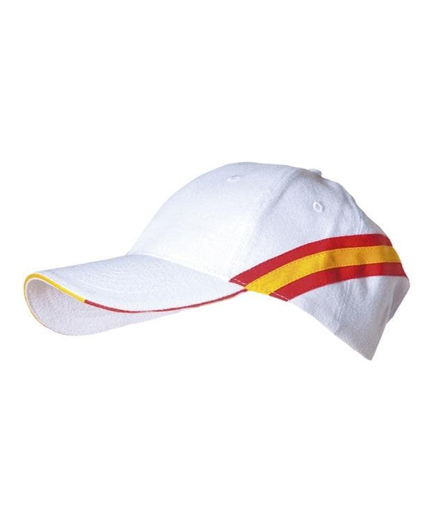 Gorra blanca con un marcador numerado en el frontal